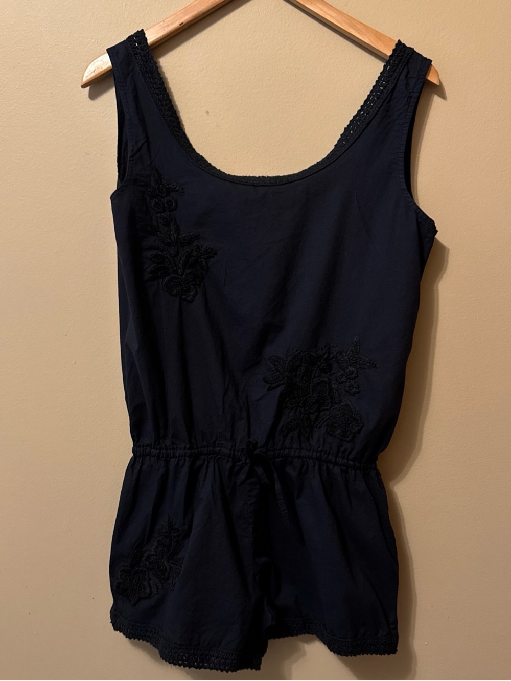 Pilyq Navy Sleeveless Embroidered Swim Coverup Romper